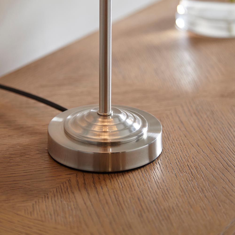 Hixson Natural Fabric Shade Table Lamp In Brushed Chrome