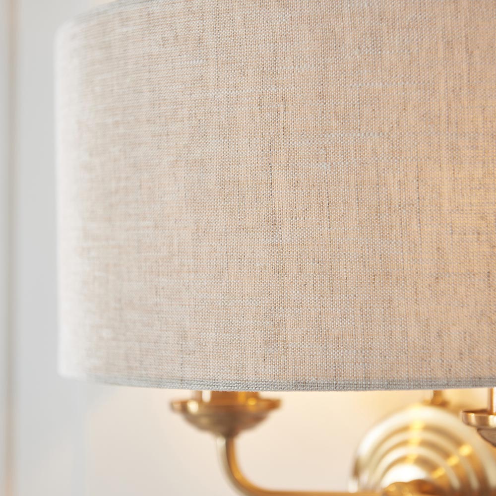 Hixson Natural Fabric Wall Light With Vintage Brass Base