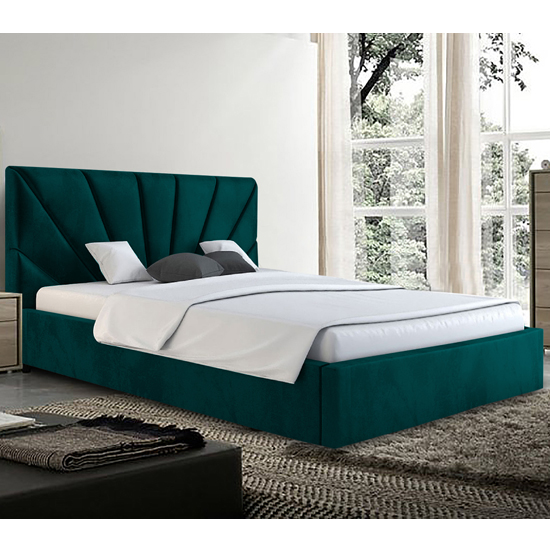 Product photograph of Hixson Plush Velvet Double Bed In Green from Furniture in Fashion