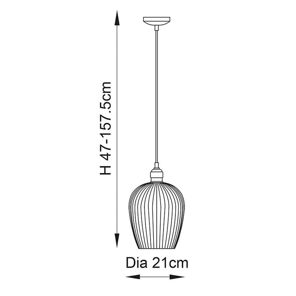 Hixson Small Ribbed Glass Pendant Ceiling Light In Nickel