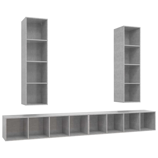 Hiyan Wall Hung Wooden Entertainment Unit In Concrete Effect