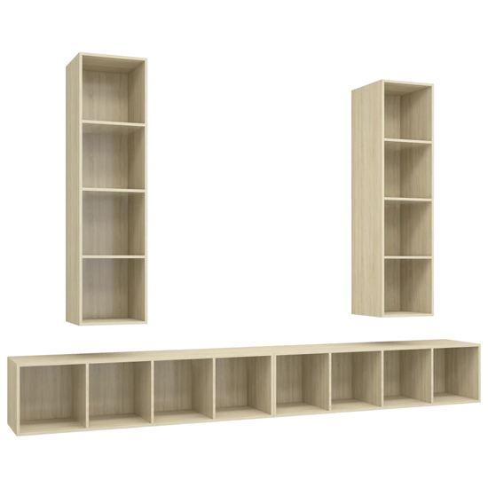 Hiyan Wall Hung Wooden Entertainment Unit In Sonoma Oak