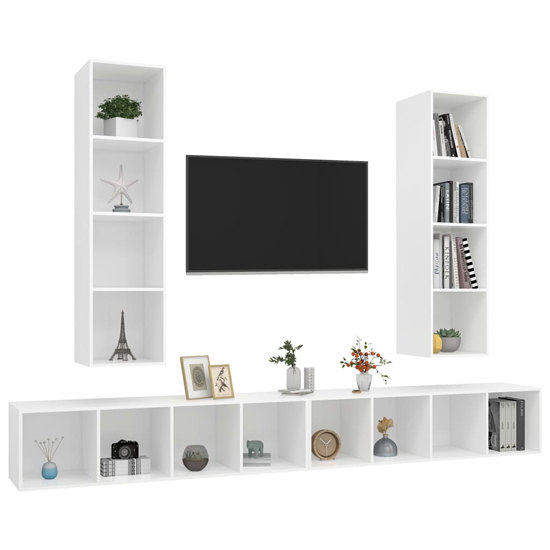 Hiyan Wall Hung Wooden Entertainment Unit In White