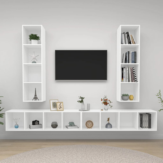 Read more about Hiyan wall hung wooden entertainment unit in white