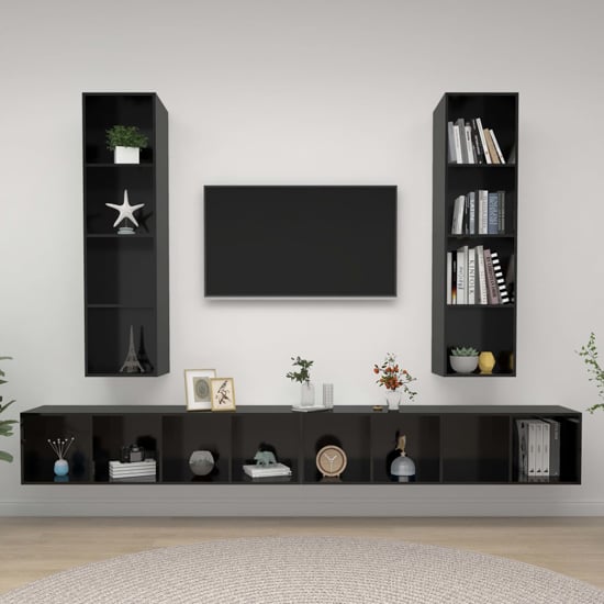 Read more about Hiyan wall hung high gloss entertainment unit in black