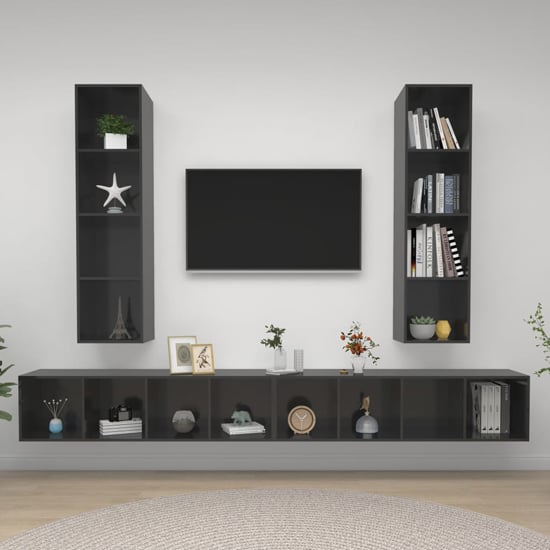 Read more about Hiyan wall hung high gloss entertainment unit in grey