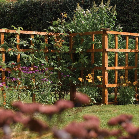 Product photograph of Hizo Heavy Duty Set Of 3 Dip Treated Fan Trellis In Honey Brown from Furniture in Fashion