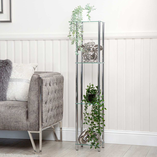 Hobart 3 Tier Glass Shelves Display Stand In Chrome Frame