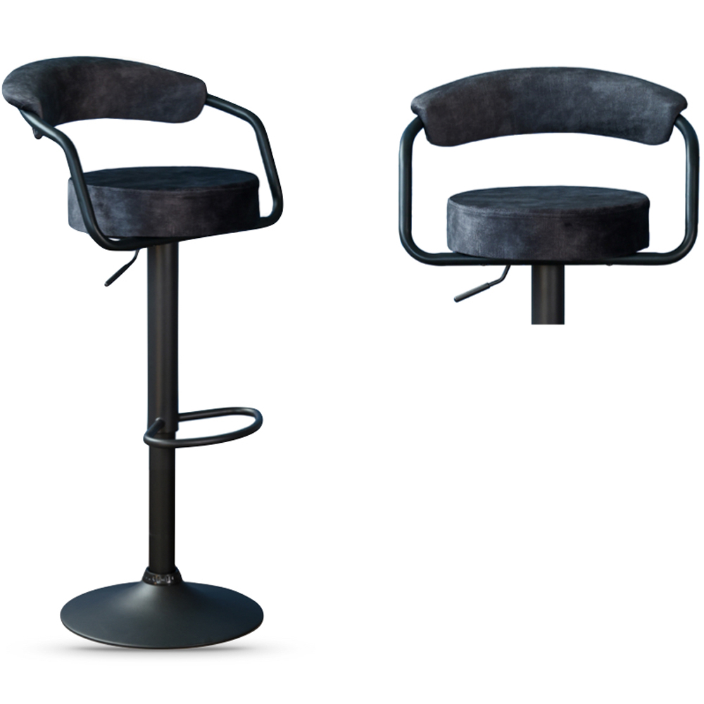 Hobart Charcoal Fabric Bar Stools - Pair