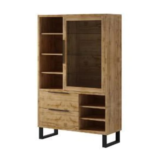 Hobart Wooden Display Cabinet Tall With 1 Door In Wotan Oak