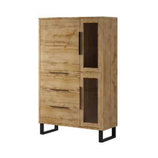 Product photograph of Hobart Wooden Display Cabinet Tall With 3 Doors In Wotan Oak from Furniture in Fashion