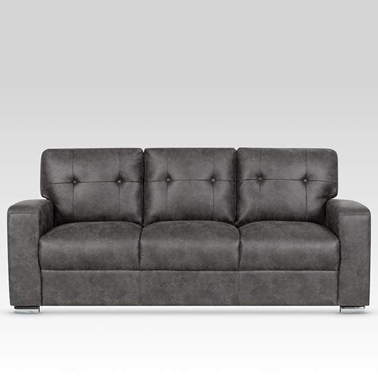 Hobart Fabric 3 Seater Sofa In Dark Grey