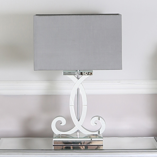 Photo of Hobart grey shade table lamp with clear mirrored base