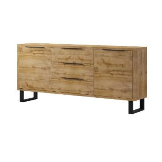 Product photograph of Hobart Wooden Sideboard With 2 Doors 3 Drawers In Wotan Oak from Furniture in Fashion