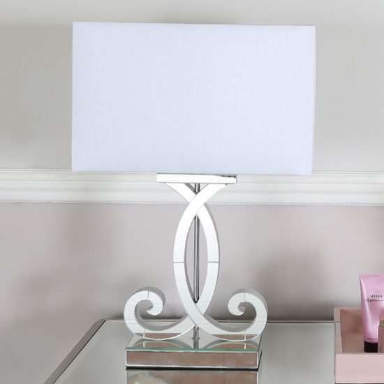 Photo of Hobart white shade table lamp with green mirrored base