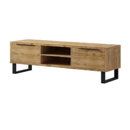 Product photograph of Hobart Wooden Tv Stand With 2 Doors In Wotan Oak from Furniture in Fashion
