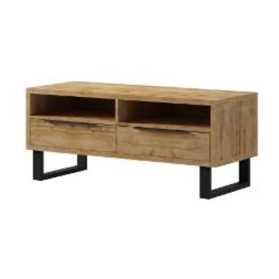 Product photograph of Hobart Wooden Tv Stand With 2 Drawers In Wotan Oak from Furniture in Fashion