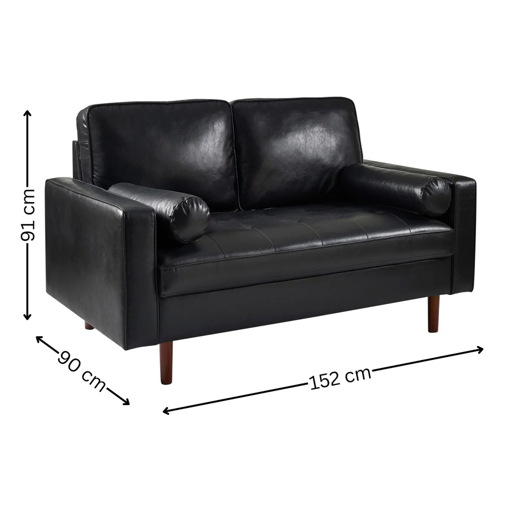 Hobbs Faux Leather 2+3 Seater Sofa With Bolsters - Black