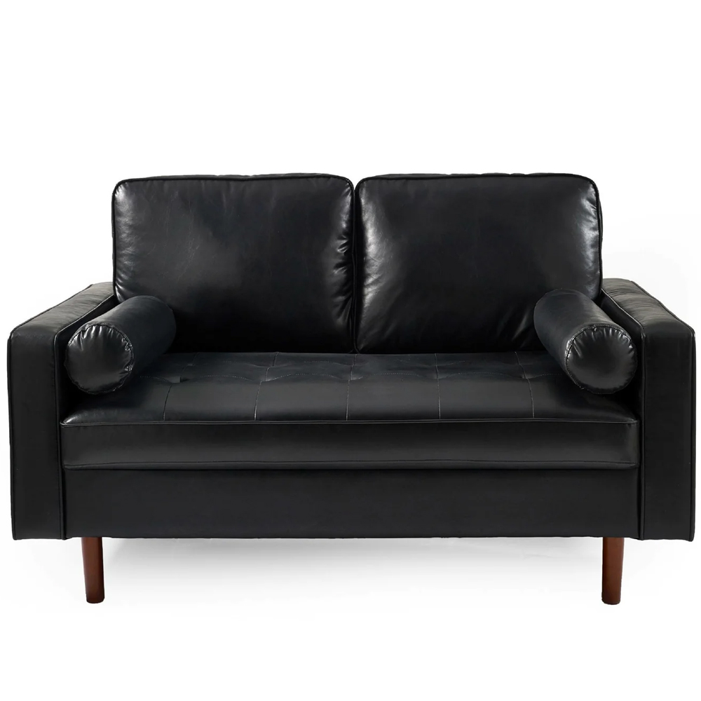 Hobbs Faux Leather 2 Seater Sofa With Bolsters - Black