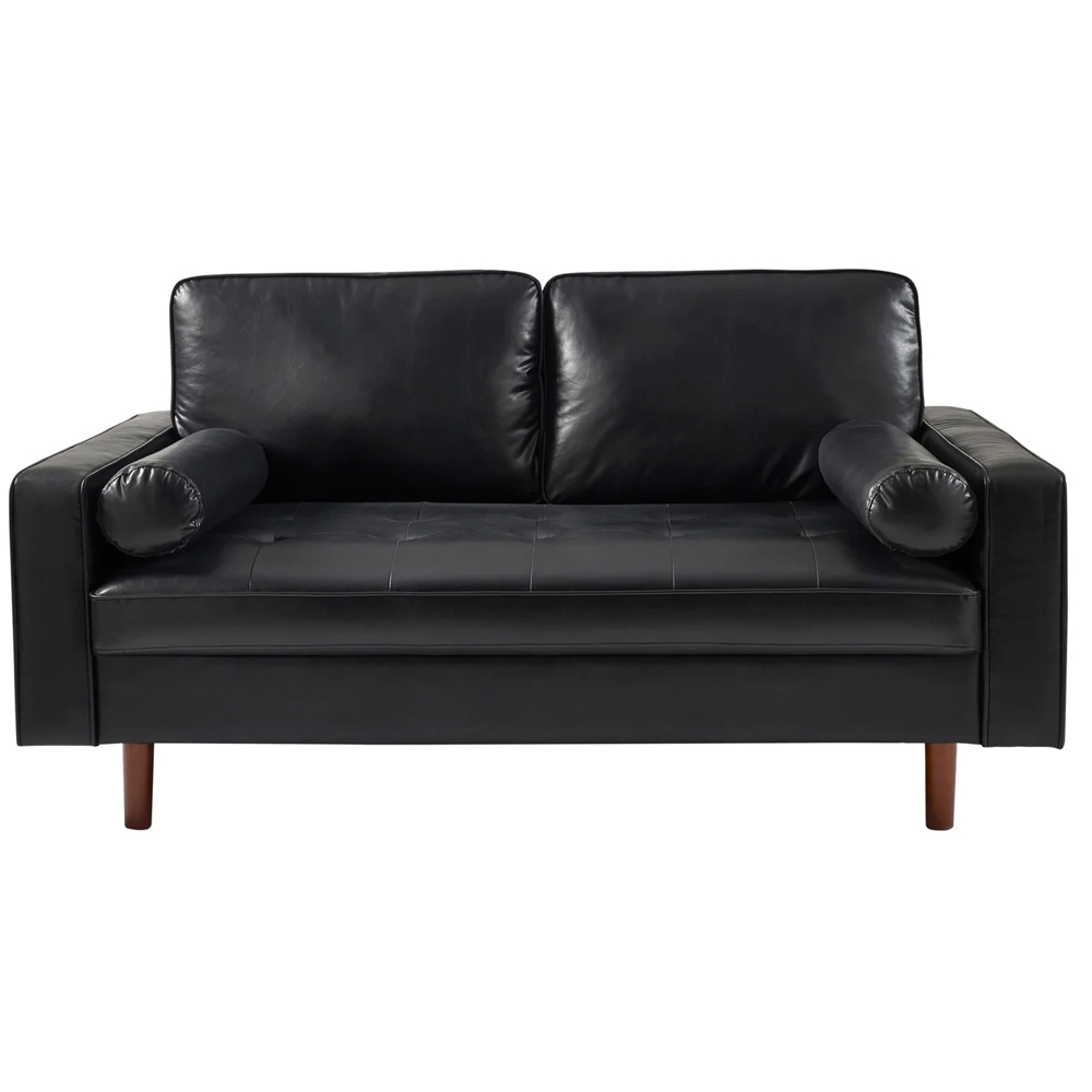 Hobbs Faux Leather 3 Seater Sofa With Bolsters - Black