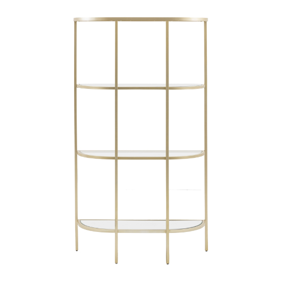 Hobson Clear Glass Shelving Unit With Champagne Frame