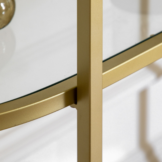 Hobson Clear Glass Shelving Unit With Champagne Frame Furniture in