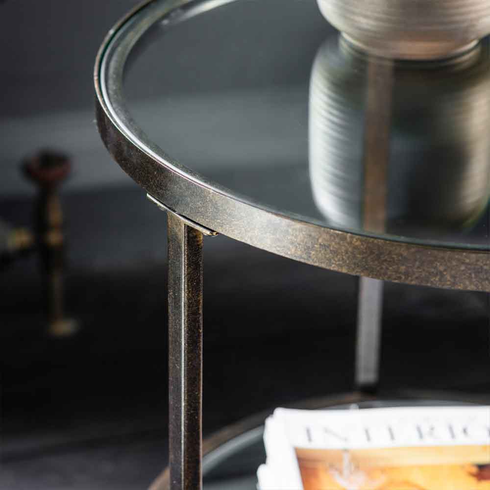 Hobson Clear Glass Side Table With Bronze Frame