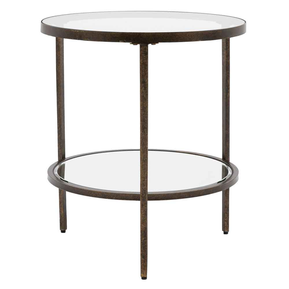 Hobson Clear Glass Side Table With Bronze Frame