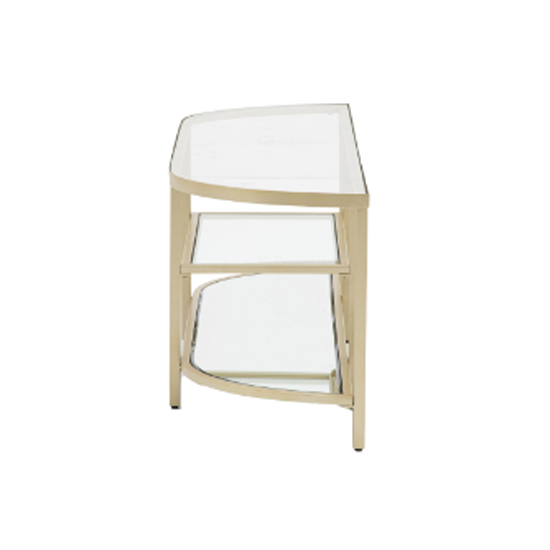 Hobson Clear Glass TV Stand With Champagne Frame