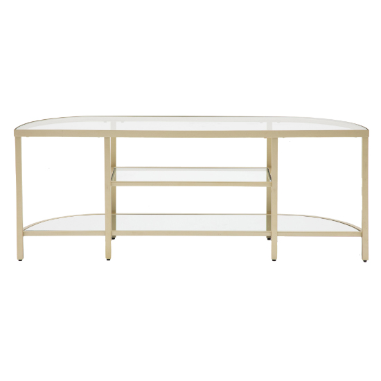 Hobson Clear Glass TV Stand With Champagne Frame