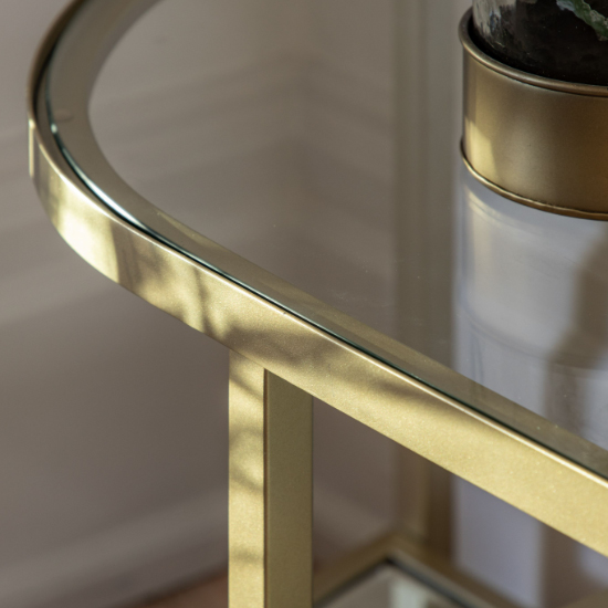 Hobson Clear Glass TV Stand With Champagne Frame