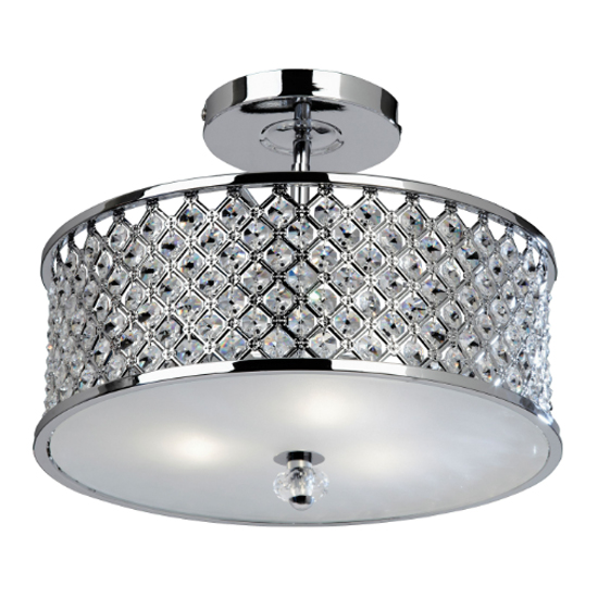Product photograph of Hobson Crystal Glass Ceiling Light With Chrome Frame from Furniture in Fashion