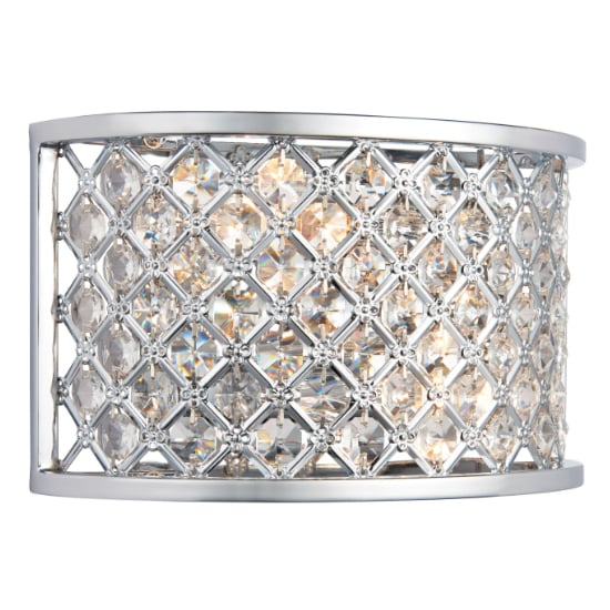 Product photograph of Hobson Crystal Glass Wall Light With Chrome Frame from Furniture in Fashion