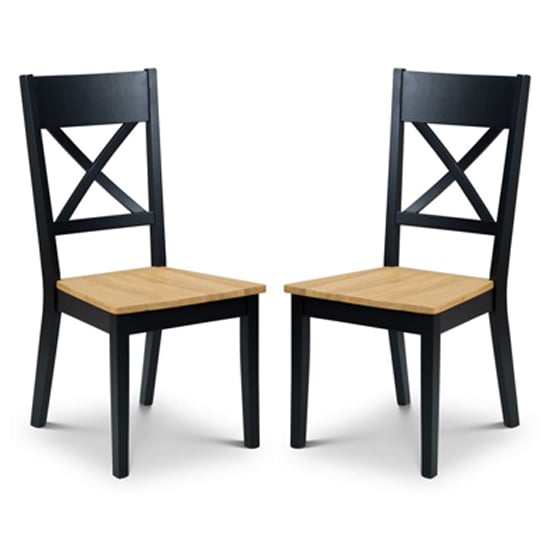 Product photograph of Haile Black And Oak Dining Chair In Pair from Furniture in Fashion