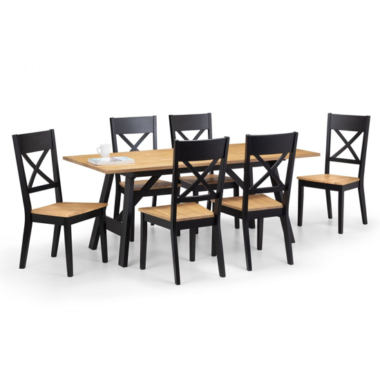 Haile Dining Set In Oak And Black With 6 Chairs