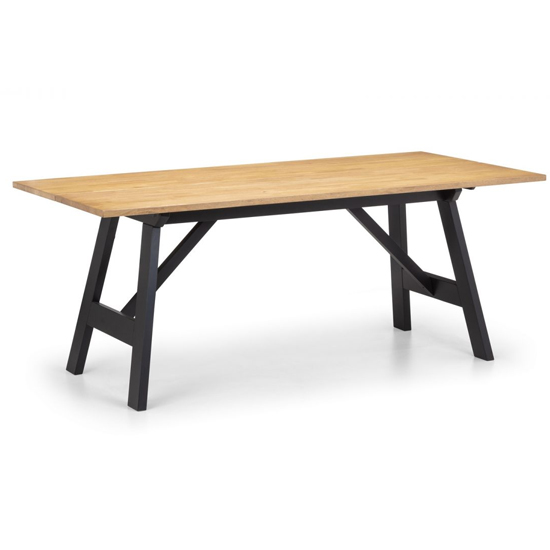Haile Dining Set In Oak And Black With 6 Kaili Black Chairs
