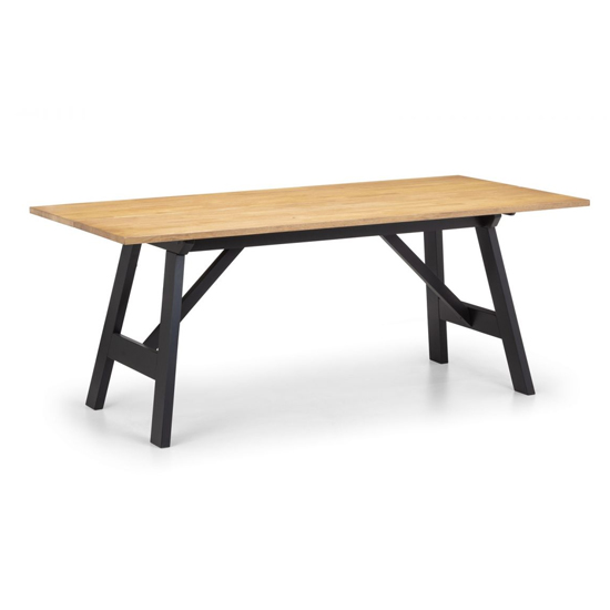 Haile Dining Set In Oak And Black With Bench And 4 Chairs