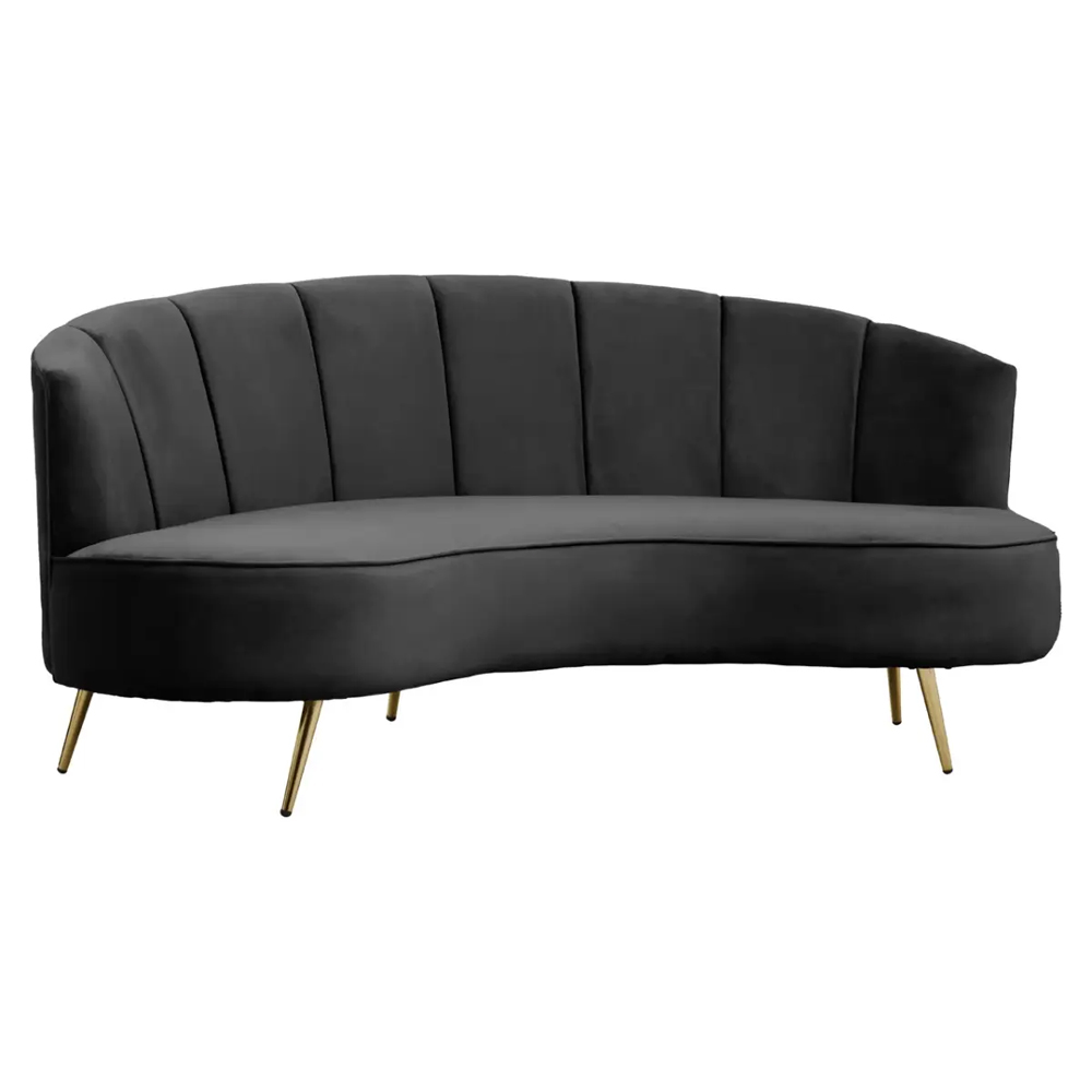 Hockley Velvet 3 Seater Sofa In Black