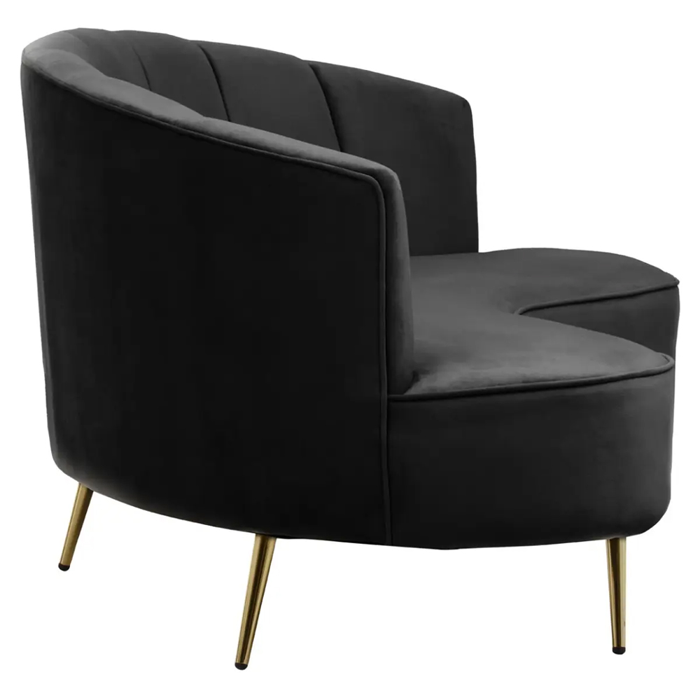 Hockley Velvet 3 Seater Sofa In Black
