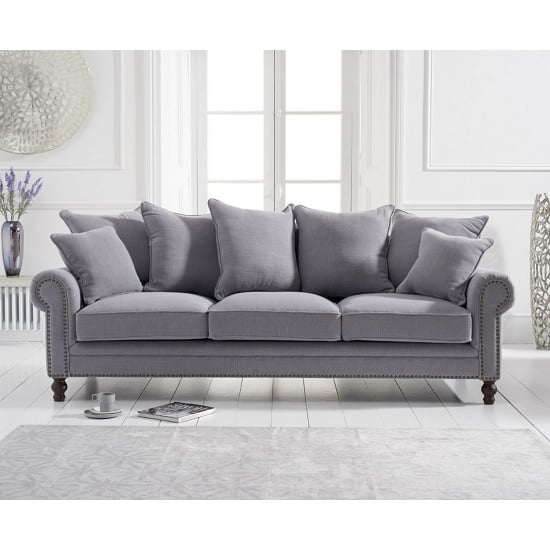 Hoffman Modern 3 Seater Sofa In Grey Linen Fabric