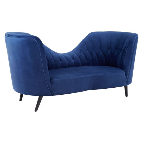 Product photograph of Hoggar Velvet Lounge Chaise Chair In Midnight Blue from Furniture in Fashion