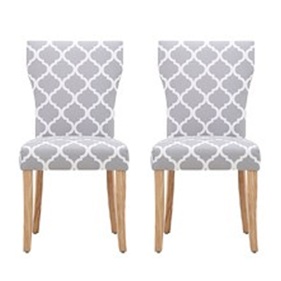 Product photograph of Hogue Patterned Fabric Dining Chairs With Oak Legs In Pair from Furniture in Fashion