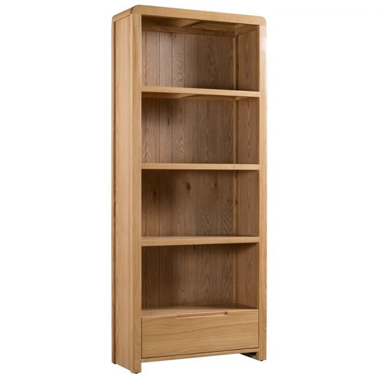 Read more about Holborn wooden bookcase tall in oak with 1 drawer