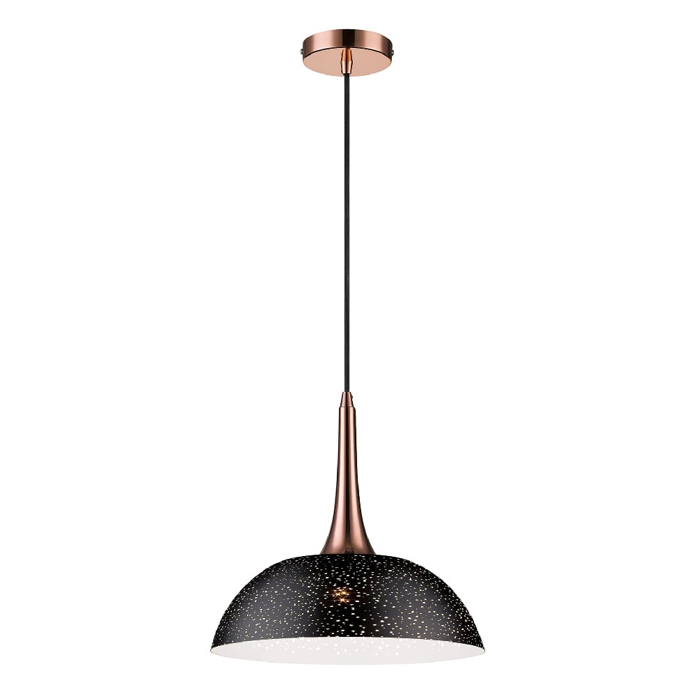Read more about Holborn matt black shade pendant light large in copper