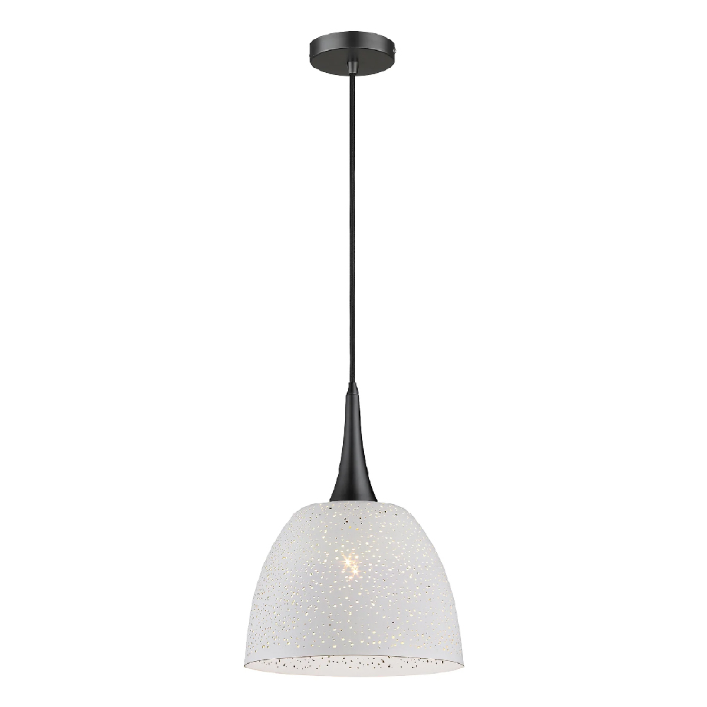 Read more about Holborn white shade pendant light small in matt black