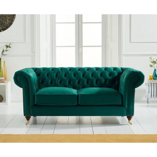 Holbrook Chesterfield Velvet 2 Seater Sofa In Green_2