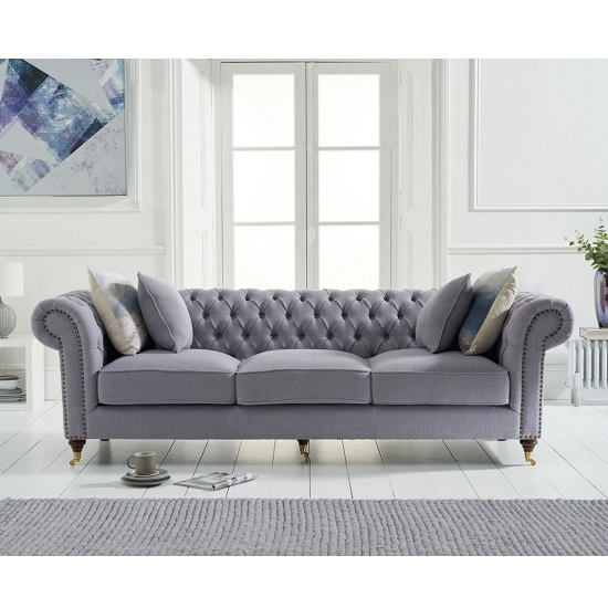 Holbrook Chesterfield 3 Seater Sofa In Blue Velvet FiF