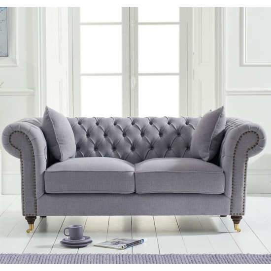Holbrook Chesterfield Fabric 2 Seater Sofa In Grey