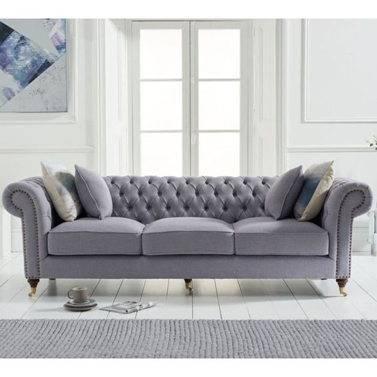Holbrook Chesterfield Fabric 3 Seater Sofa In Grey_1