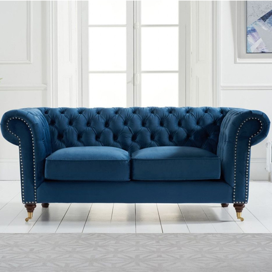 Holbrook Chesterfield Velvet 2 Seater Sofa In Blue_2